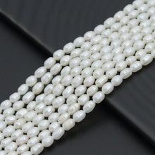 Load image into Gallery viewer, Natural White Freshwater Pearl Rice Shape Pearl, 4-5mm size, 16inch strand, sku#U2369
