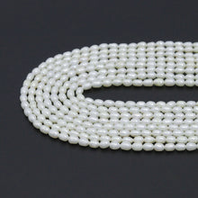 Load image into Gallery viewer, Natural White Freshwater Pearl Rice Shape Pearl, 4-5mm size, 16inch strand, sku#U2369