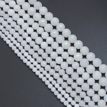 Load image into Gallery viewer, Mystic White Jade Beads, White Iridescent Round Jade Beads, 16inch full strand, sku#U2392