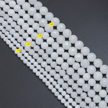 Load image into Gallery viewer, Mystic White Jade Beads, White Iridescent Round Jade Beads, 16inch full strand, sku#U2392