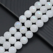 Load image into Gallery viewer, Mystic White Jade Beads, White Iridescent Round Jade Beads, 16inch full strand, sku#U2392