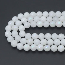 Load image into Gallery viewer, Mystic White Jade Beads, White Iridescent Round Jade Beads, 16inch full strand, sku#U2392