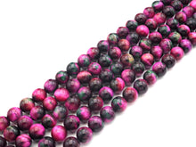 Load image into Gallery viewer, NEW COLOR!! Natural High Quality Fuchsia Green Tiger Eye Beads,6mm/8mm/10mm/12mm Round Smooth,Fuchsia Green,15.5" Full Strand,Sku#UA216