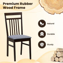 Load image into Gallery viewer, Set of 2 - Classic Sturdy Wood Dining Chair with Grey Upholstered Seat Cushion