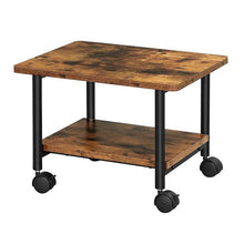 Load image into Gallery viewer, Industrial Black Metal Rustic Wood Printer Stand Cart with Bottom Paper Shelf