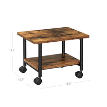 Load image into Gallery viewer, Industrial Black Metal Rustic Wood Printer Stand Cart with Bottom Paper Shelf