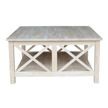 Load image into Gallery viewer, Square Unfinished Solid Wood Coffee Table with Bottom Shelf