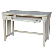 Load image into Gallery viewer, Unfinished Wood Computer Desk with Pull-Out Keyboard Tray and Drawer
