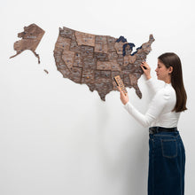 Load image into Gallery viewer, Wooden 3d Map of USA - Dark Walnut