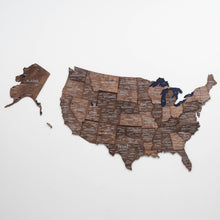 Load image into Gallery viewer, Wooden 3d Map of USA - Dark Walnut