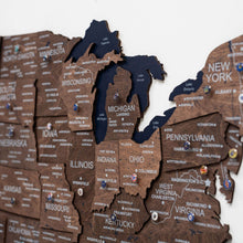 Load image into Gallery viewer, Wooden 3d Map of USA - Dark Walnut