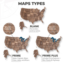 Load image into Gallery viewer, Wooden 3d Map of USA - Dark Walnut