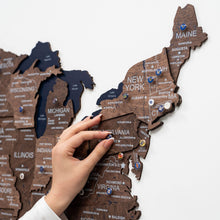 Load image into Gallery viewer, Wooden 3d Map of USA - Dark Walnut
