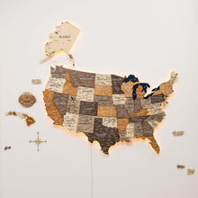 Load image into Gallery viewer, Travel Tracker 3D Wooden USA Map