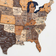 Load image into Gallery viewer, Wooden 3d Map of USA - Multicolor