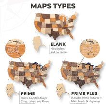 Load image into Gallery viewer, Wooden 3d Map of USA - Multicolor