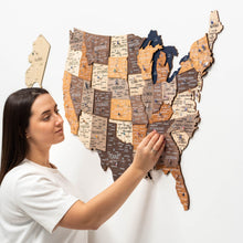 Load image into Gallery viewer, Wooden 3d Map of USA - Multicolor