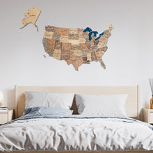Load image into Gallery viewer, Wooden 3d Map of USA - Smokey