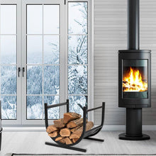 Load image into Gallery viewer, Modern Classic Black Steel Firewood Rack Log Holder for Indoor or Outdoor Use