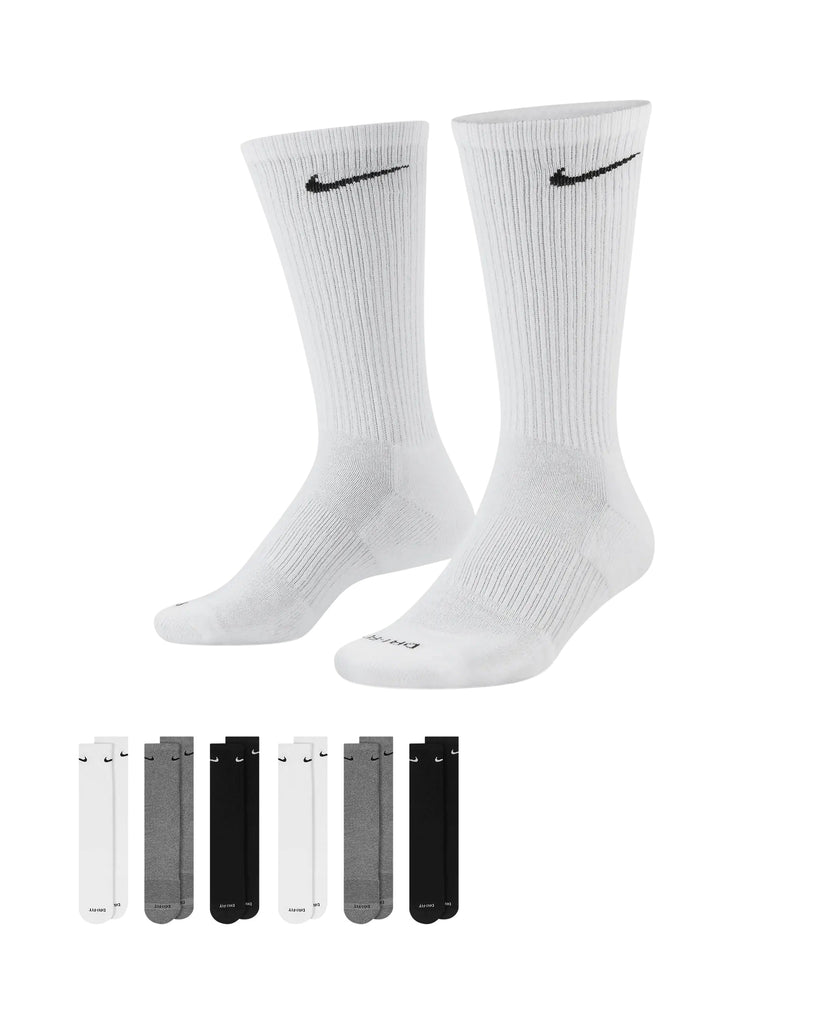 Nike Dri-Fit 6-Pack Cushioned Crew Socks - Black/Gray/White