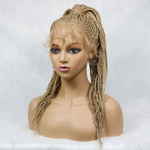 Load image into Gallery viewer, 30" Braided Lace Front Wig for Black Women | African Braids with Baby Hair | Synthetic Glueless Mat Wig