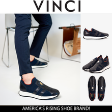 Load image into Gallery viewer, The Aslan Navy Knitted &amp; Leather Men Sneaker
