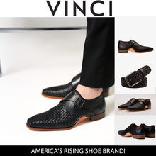 Load image into Gallery viewer, The Rolls  Woven Black Leather Single Monk Strap  Handmade Men Shoe