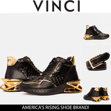 Load image into Gallery viewer, Bellagio Black &amp; Gold High-Top Men Sneaker