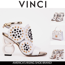 Load image into Gallery viewer, The Infanta White Spike Leather Ankle Strap Women Sandal