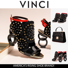 Load image into Gallery viewer, The Infanta Black Spike Leather Ankle Strap Women Sandal