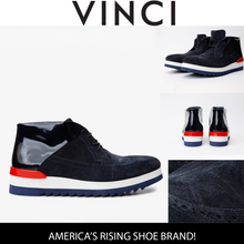 Load image into Gallery viewer, The Kagan Navy Blue Wingtip Chukka Men Sneaker Boot