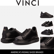 Load image into Gallery viewer, The Linq Black Leather Men Sneaker