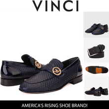 Load image into Gallery viewer, The Monarch Navy Blue Leather Men Dress Shoe