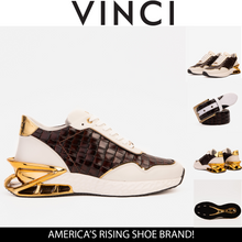 Load image into Gallery viewer, The Bellagio White &amp; Gold Leather Men Sneaker