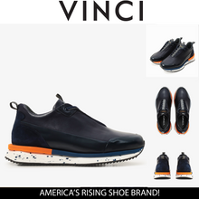 Load image into Gallery viewer, The Milford Navy Blue  Leather Men Sneaker