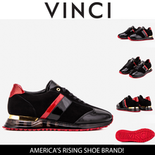 Load image into Gallery viewer, The Inferno Black &amp; Red Leather Men Sneaker