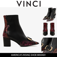 Load image into Gallery viewer, Gray Black &amp; Fuchsia Leather Block Heel Women Boot