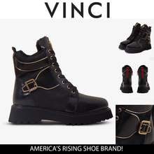 Load image into Gallery viewer, The Boston Black Leather Lace-Up Ankle Women Boot With a Side Zipper