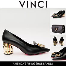 Load image into Gallery viewer, The Love Black Leather Block Heel Pump Women Shoe