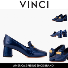 Load image into Gallery viewer, The Victoria Navy Blue Leather Block Heel Pump Women Shoe