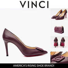 Load image into Gallery viewer, The Maneadero Dark Purple Leather Pump Fuchsia Sole Women Shoe