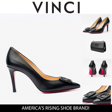 Load image into Gallery viewer, The Maneadero Black Leather Pump Fuchsia Sole Women Shoe