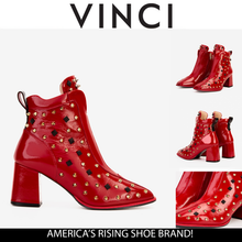 Load image into Gallery viewer, The Infanta Red Leather Block Heel Women Boot