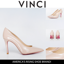 Load image into Gallery viewer, The Ege Cream Leather Pump Fuchsia Sole Women Shoe