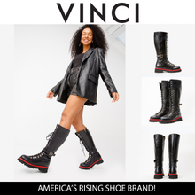 Load image into Gallery viewer, The Istinye Black Leather Knee High Lace-Up Women Boot Limited Edition