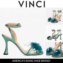 Load image into Gallery viewer, The Siena Turquoise Leather Ankle Strap Plumed Women Sandal Final Sale!
