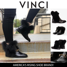 Load image into Gallery viewer, The Izmir Black Patent Leather Natural Fur Mid Calf Women  Boot
