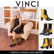 Load image into Gallery viewer, The Saturn Yellow Pythn Leather Block Heel Women Boot