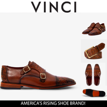 Load image into Gallery viewer, The Bishkek Tan Leather Cap Toe Double Monk Strap Men  Shoe