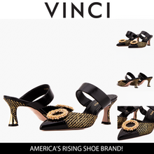 Load image into Gallery viewer, The Valencia Black &amp; Gold Jewel Heel Women Mule Sandal